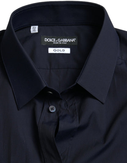 Dolce & Gabbana Navy Blue Slim Fit Formal GOLD Dress Shirt by Dolce & Gabbana