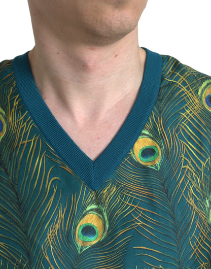 Dolce & Gabbana Green Peacock Feather Pullover Sweater by Dolce & Gabbana