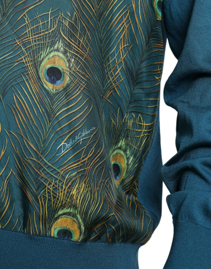Dolce & Gabbana Green Peacock Feather Pullover Sweater by Dolce & Gabbana