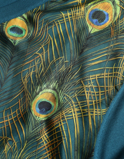 Dolce & Gabbana Green Peacock Feather Pullover Sweater by Dolce & Gabbana