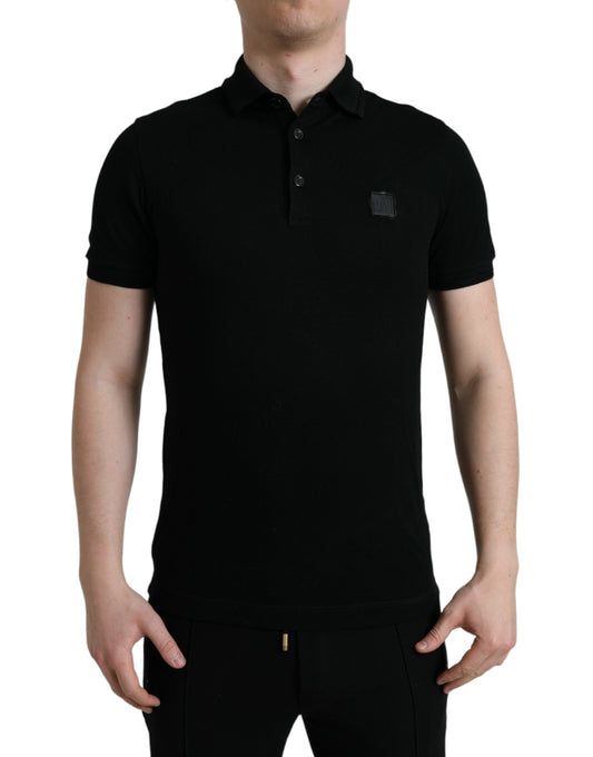 Polo élégant en coton noir Dolce &amp; Gabbana