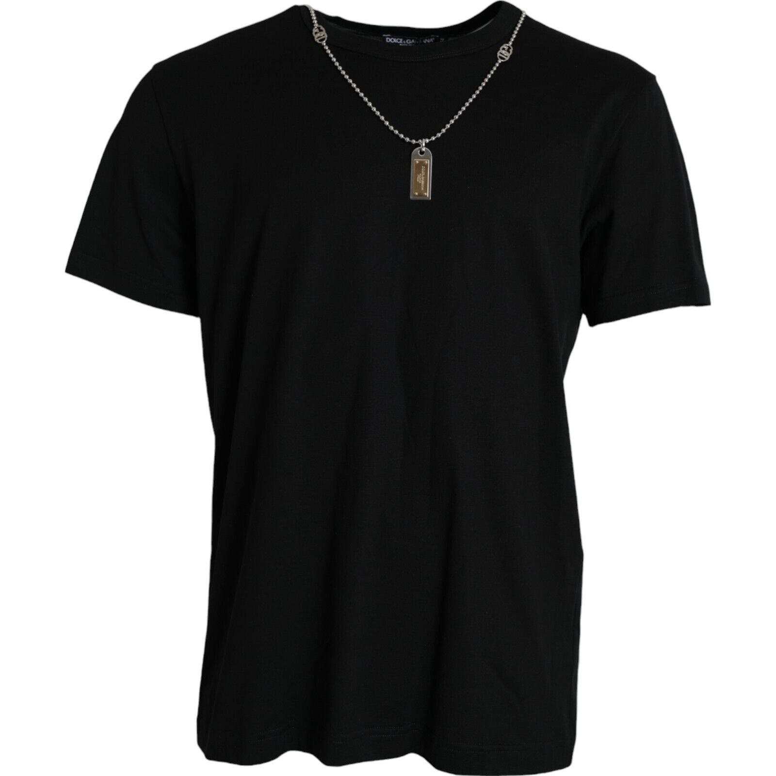 Dolce & Gabbana Black Silver Chain Short Sleeve T-shirt by Dolce & Gabbana