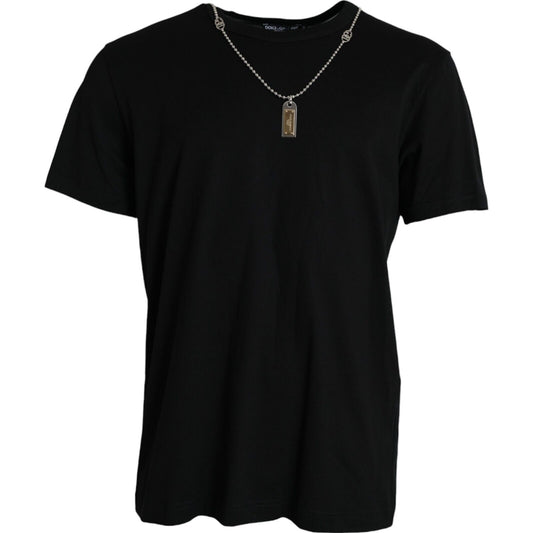 Dolce & Gabbana Black Silver Chain Short Sleeve T-shirt by Dolce & Gabbana