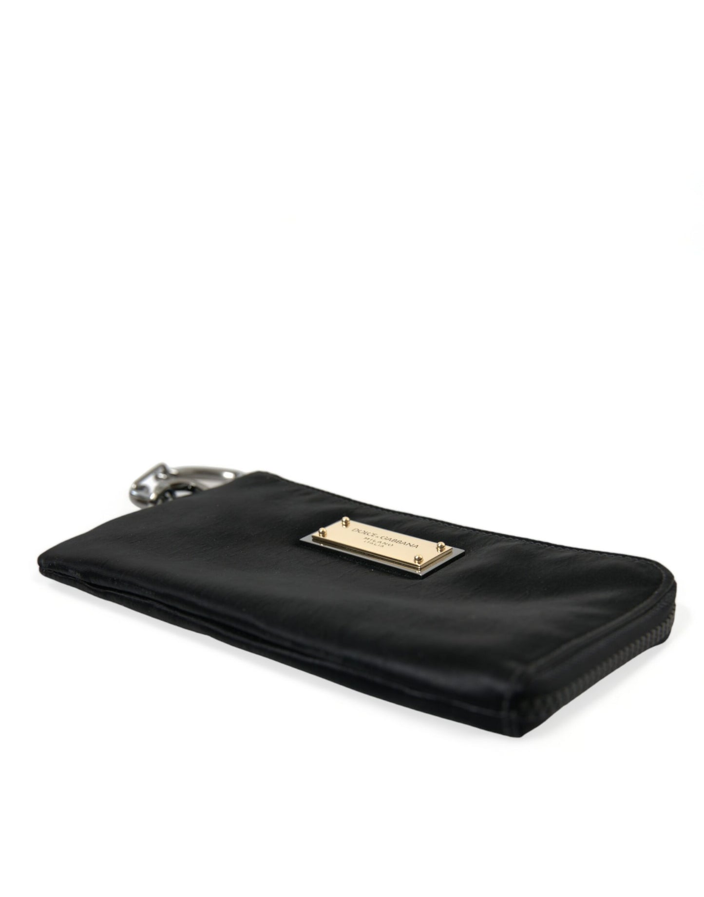 Pochette élégante en nylon et cuir Dolce &amp; Gabbana, noire