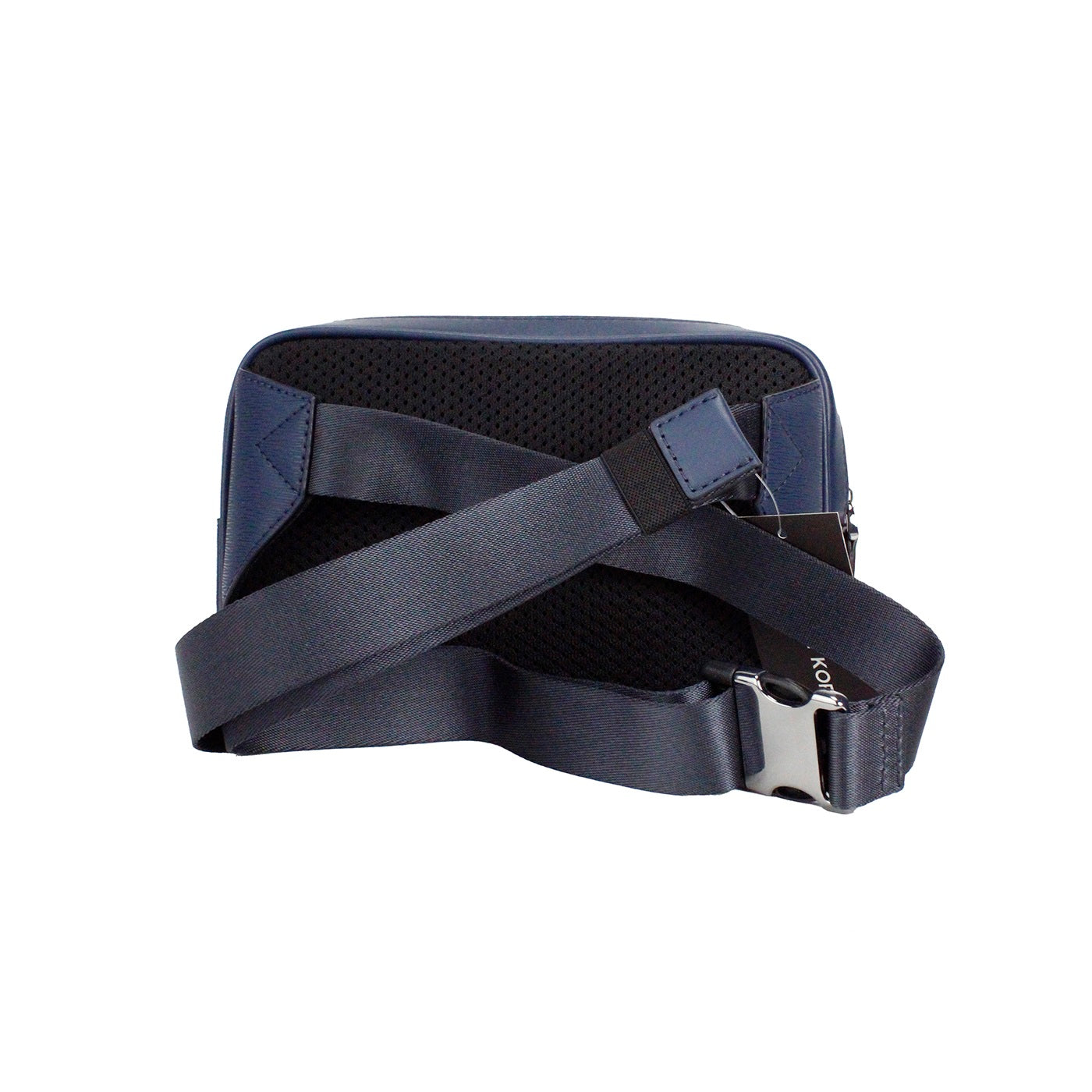 Sac ceinture Michael Kors Cooper, petit modèle bleu marine, en cuir lisse et double fermeture éclair