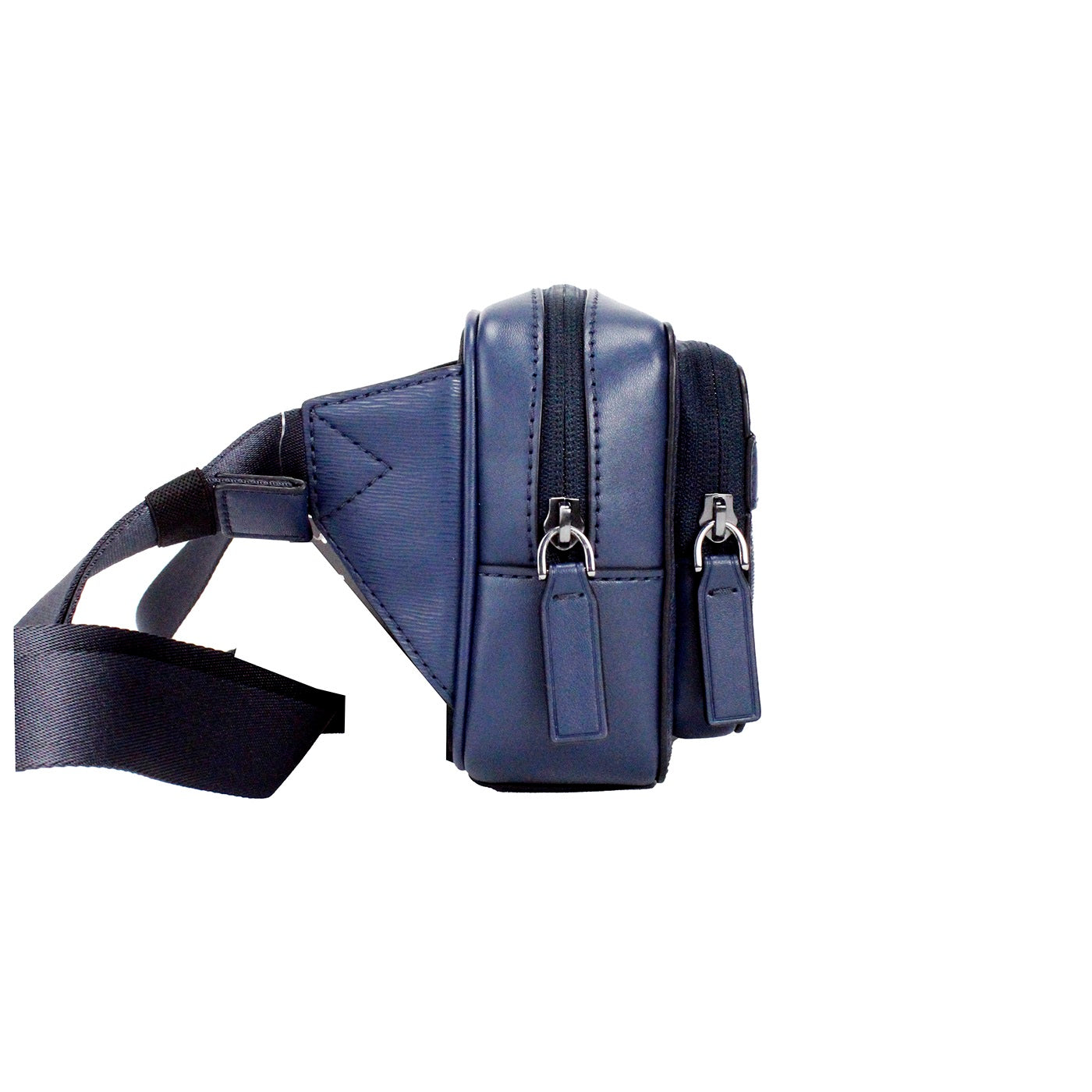 Sac ceinture Michael Kors Cooper, petit modèle bleu marine, en cuir lisse et double fermeture éclair