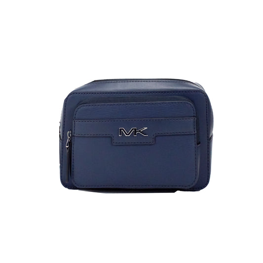 Sac ceinture Michael Kors Cooper, petit modèle bleu marine, en cuir lisse et double fermeture éclair