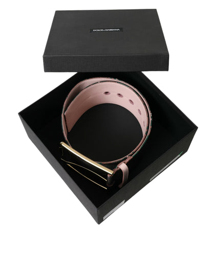 Dolce &amp; Gabbana Multicolor Floral Jacquard Lurex Gold Buckle Belt
