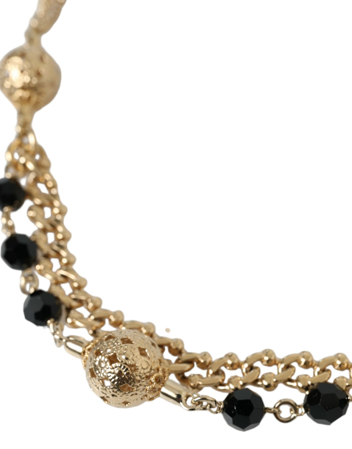 Dolce &amp; Gabbana Black Suede Gold Chain Crystal Waist Belt