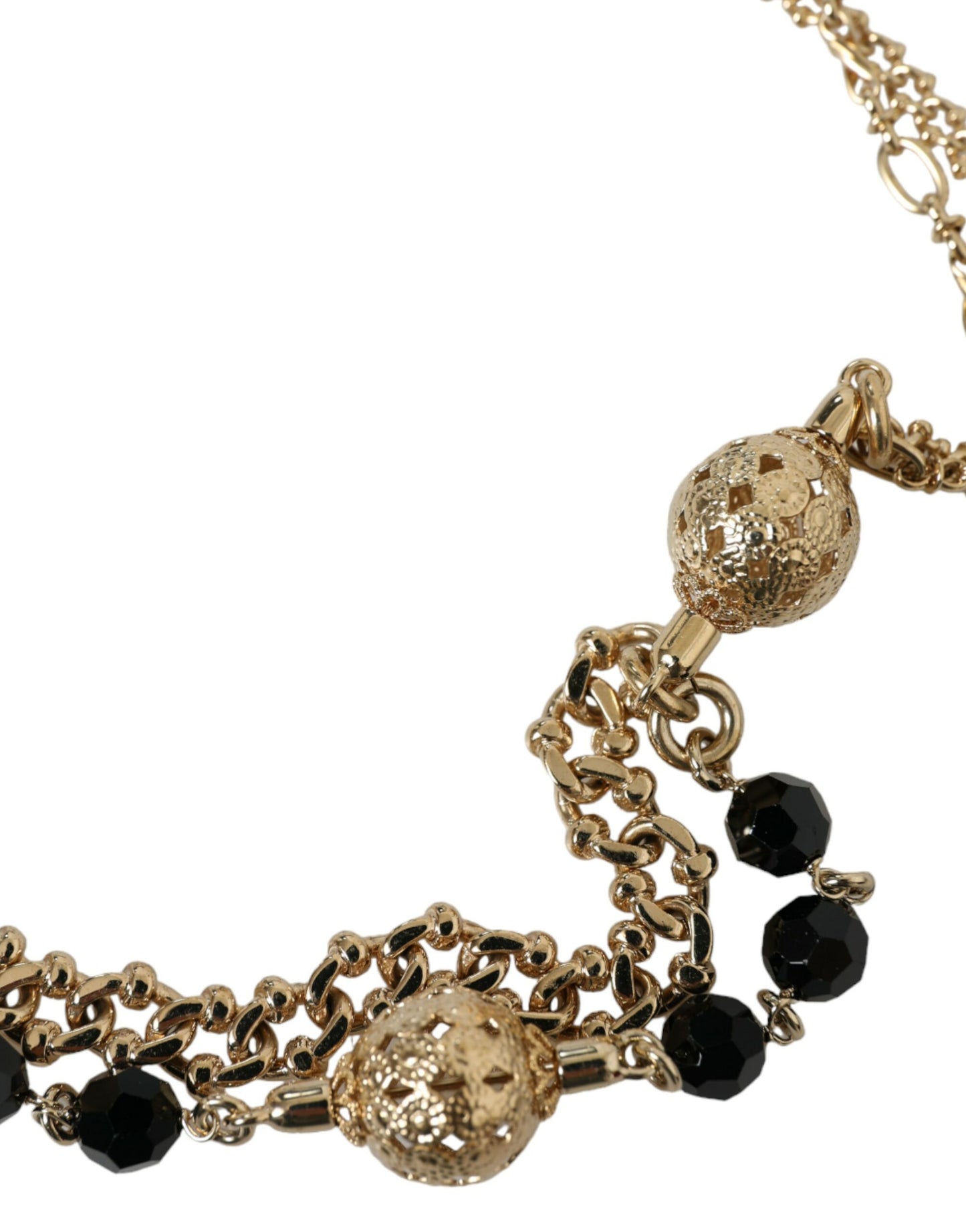 Dolce &amp; Gabbana Black Suede Gold Chain Crystal Waist Belt