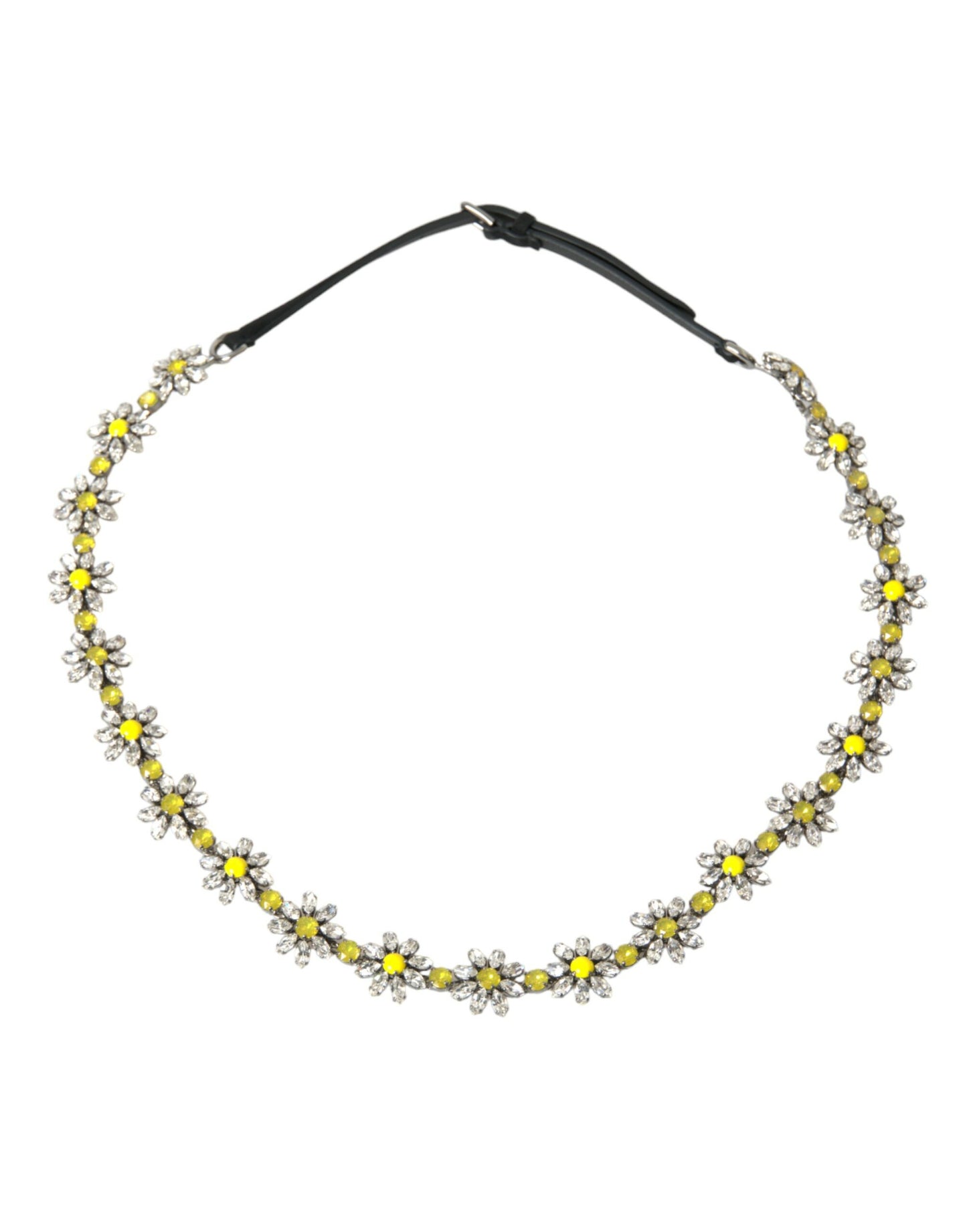 Dolce &amp; Gabbana Black Daisy Crystal Dauphine Waist Belt