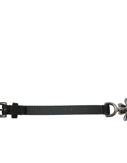 Dolce &amp; Gabbana Black Daisy Crystal Dauphine Waist Belt