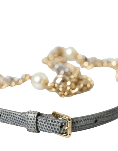 Dolce &amp; Gabbana Blue Braided Gold Brass Chain Waist Belt