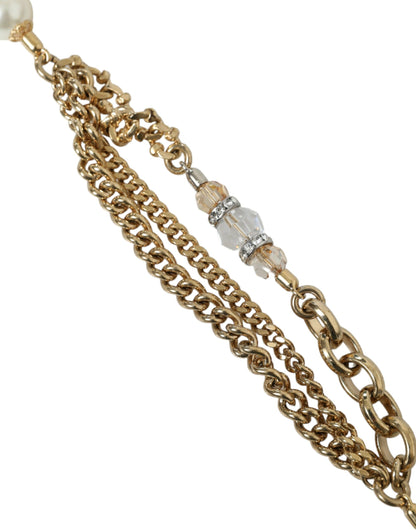 Dolce &amp; Gabbana Blue Braided Gold Brass Chain Waist Belt