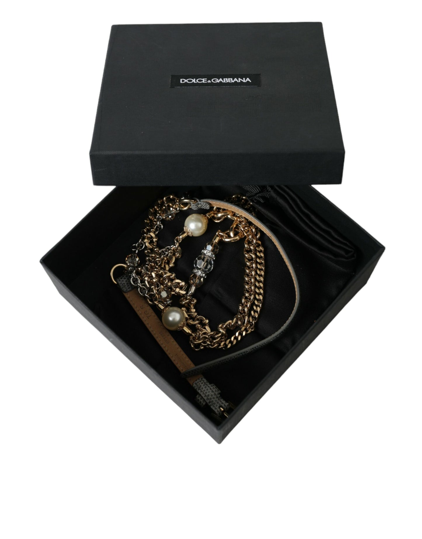 Dolce &amp; Gabbana Blue Braided Gold Brass Chain Waist Belt