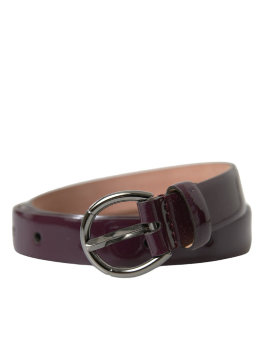 Dolce &amp; Gabbana Maroon Leather Silver Metal Buckle Belt