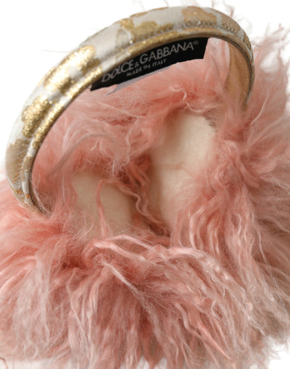 Cache-oreilles élégants en fourrure rose Dolce &amp; Gabbana : un accessoire chic pour l'hiver