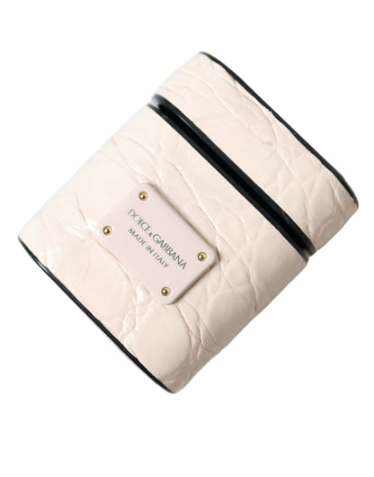 Étui élégant en cuir rose clair pour Airpods Dolce &amp; Gabbana