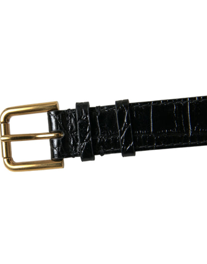 Bracelet élégant en cuir noir et or Dolce &amp; Gabbana