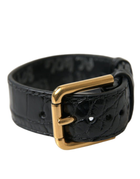 Bracelet élégant en cuir noir et or Dolce &amp; Gabbana