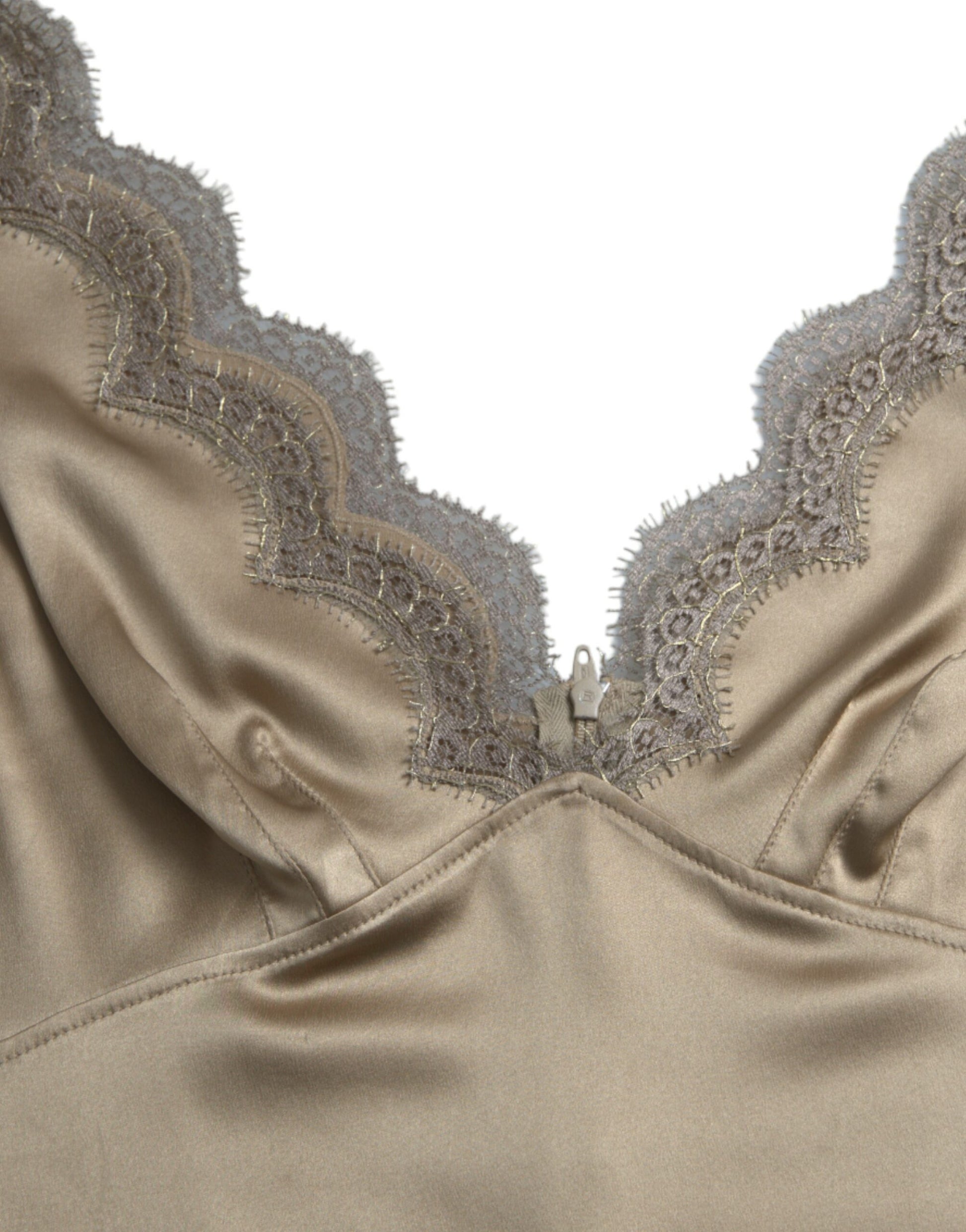 Dolce & Gabbana Brown Lace Trim V-neck Sleeveless Tank Top by Dolce & Gabbana