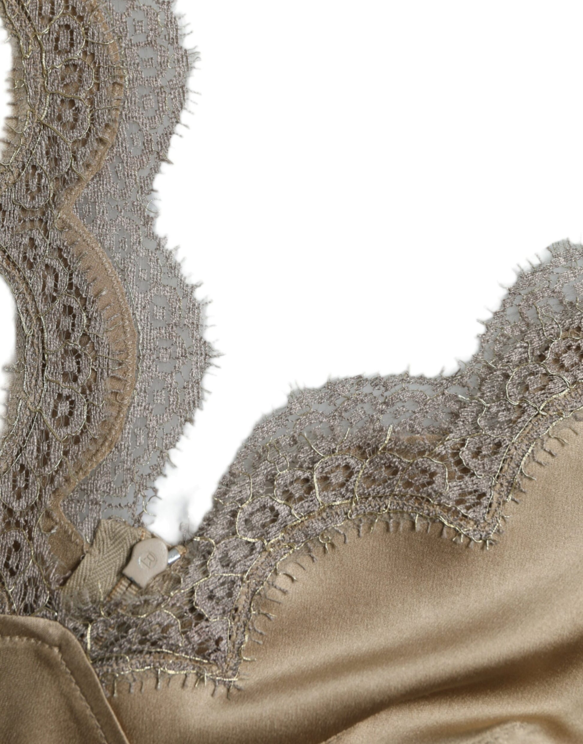 Dolce & Gabbana Brown Lace Trim V-neck Sleeveless Tank Top by Dolce & Gabbana