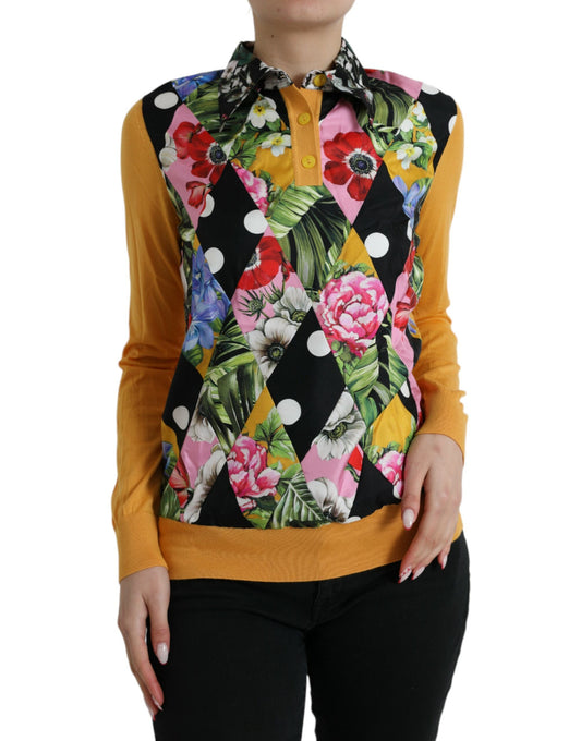 Dolce & Gabbana Multicolor Patchwork Cashmere Henley Sweater by Dolce & Gabbana