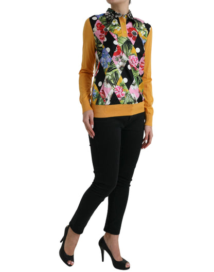 Dolce & Gabbana Multicolor Patchwork Cashmere Henley Sweater by Dolce & Gabbana
