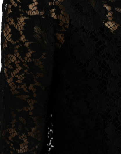 Dolce & Gabbana Black Floral Lace Long Sleeves Blouse Top by Dolce & Gabbana