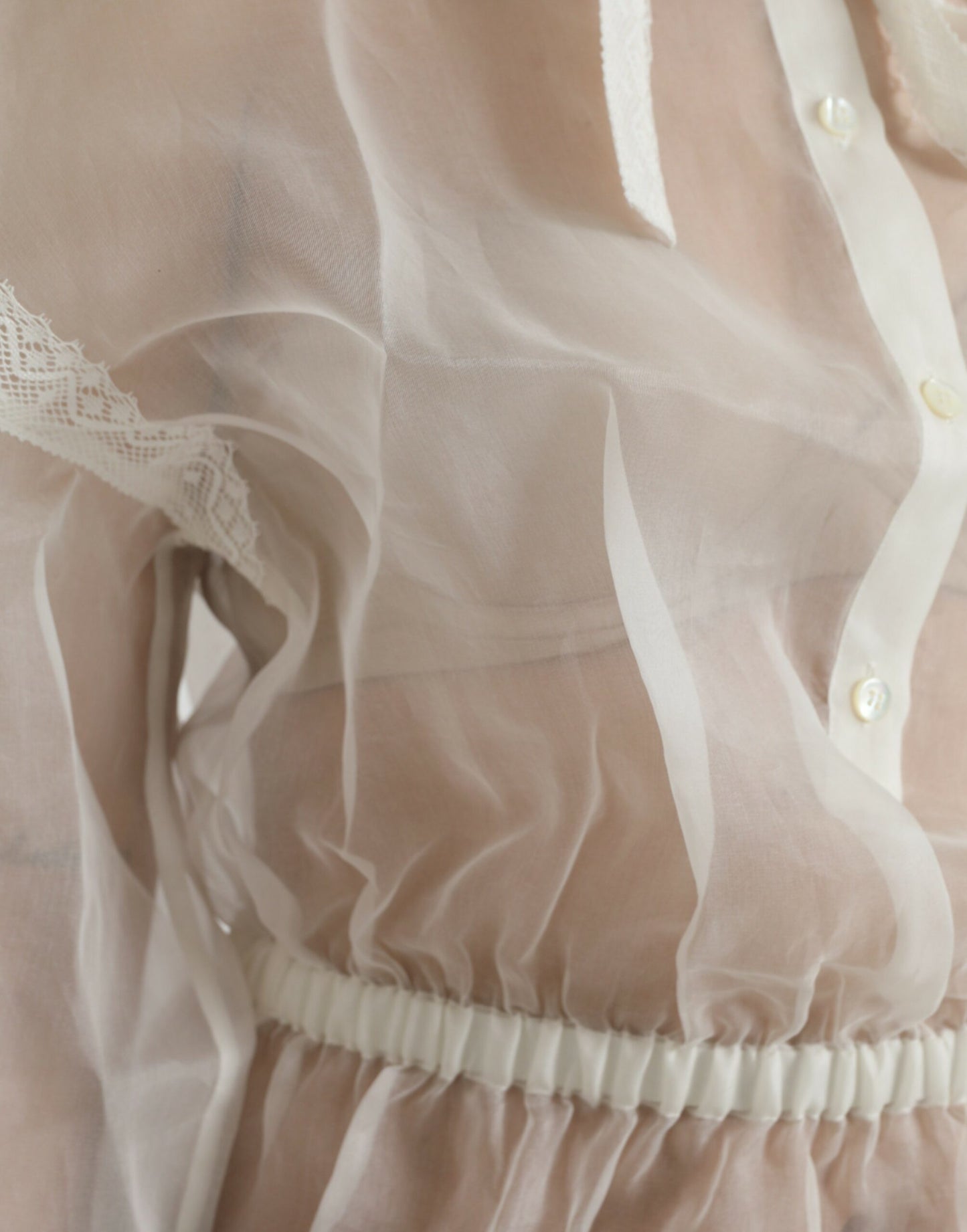 Dolce & Gabbana White Silk Long Sleeves Ascot Collar Top by Dolce & Gabbana