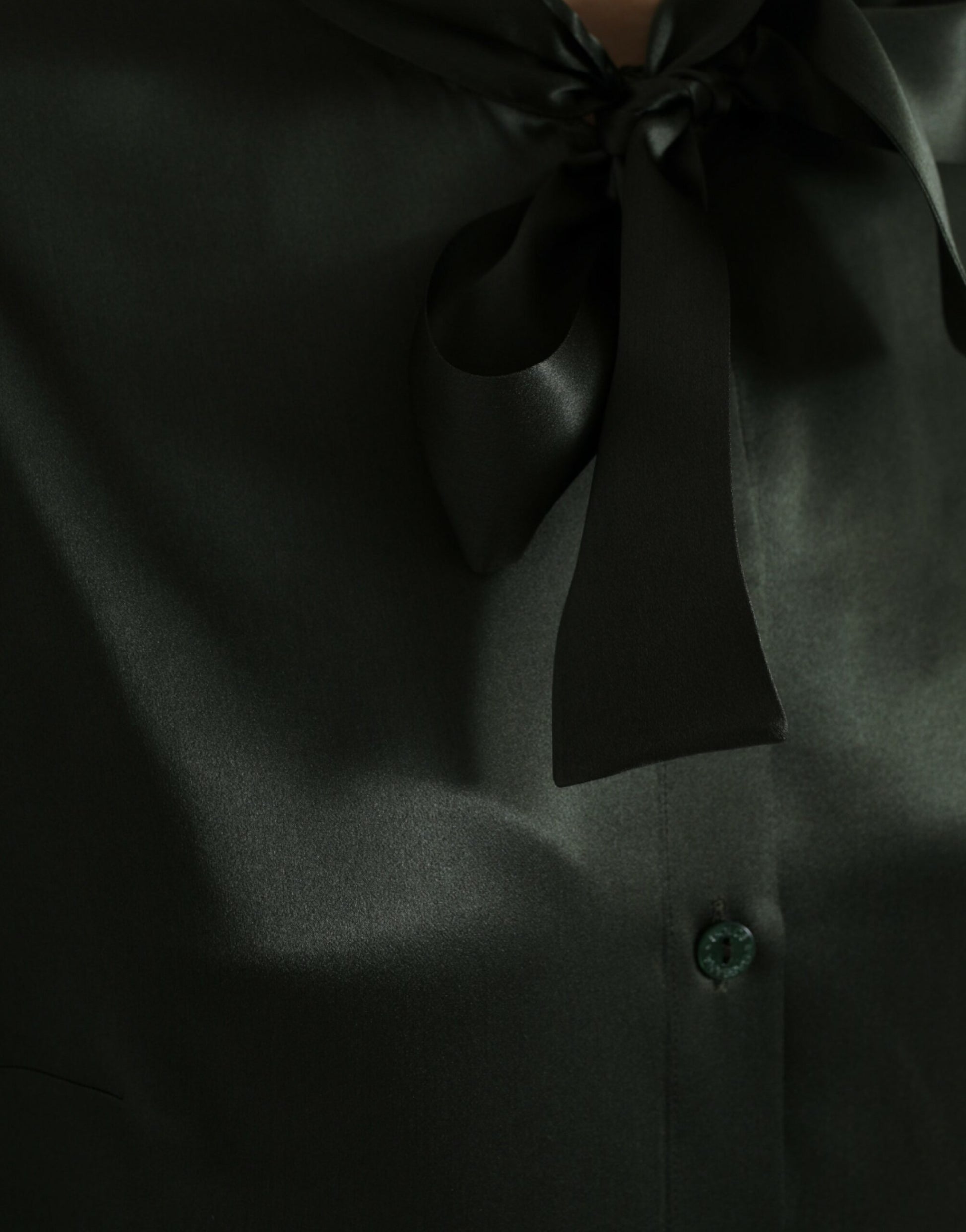 Dolce & Gabbana Gray Long Sleeves Ascot Collar Blouse Top by Dolce & Gabbana