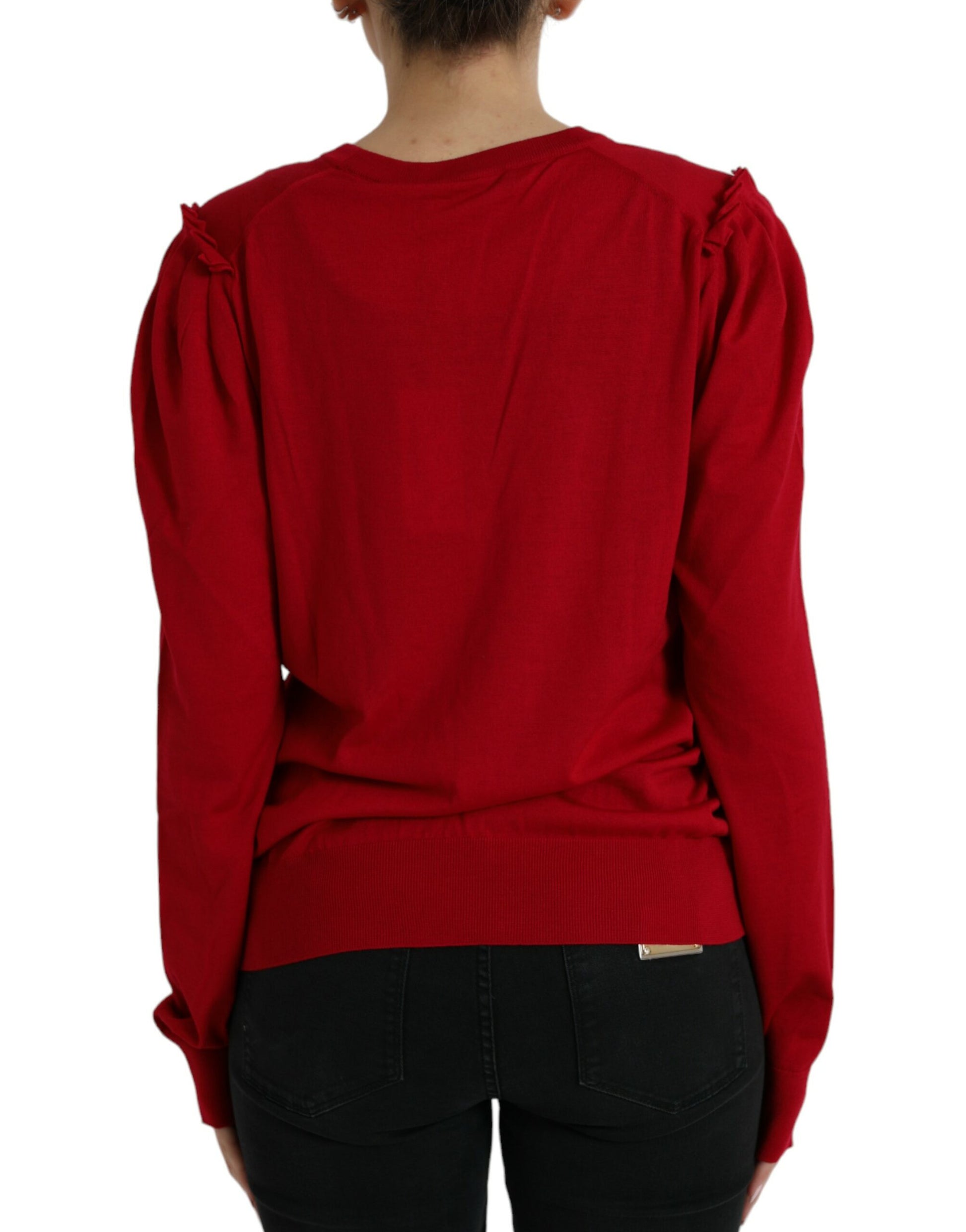 Dolce & Gabbana Red Wool V-neck Buttoned Cardigan Sweater by Dolce & Gabbana