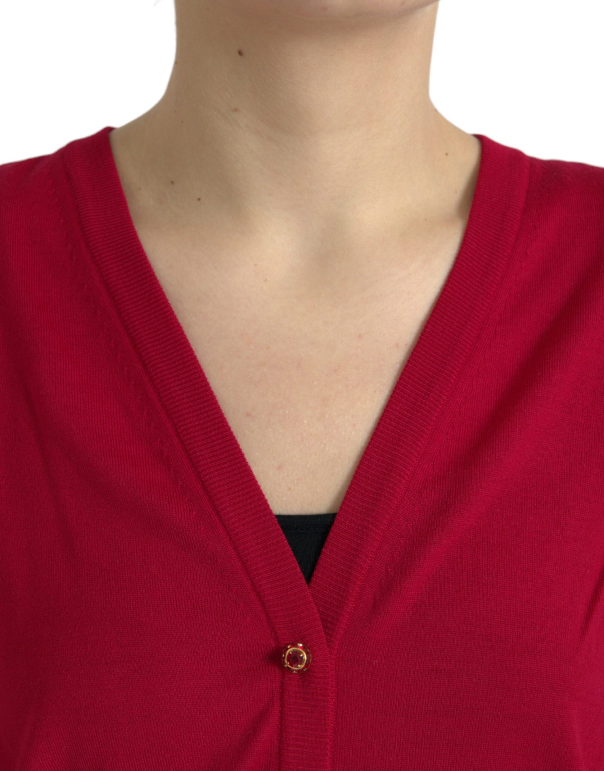 Dolce & Gabbana Red Wool V-neck Buttoned Cardigan Sweater by Dolce & Gabbana