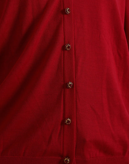 Dolce & Gabbana Red Wool V-neck Buttoned Cardigan Sweater by Dolce & Gabbana