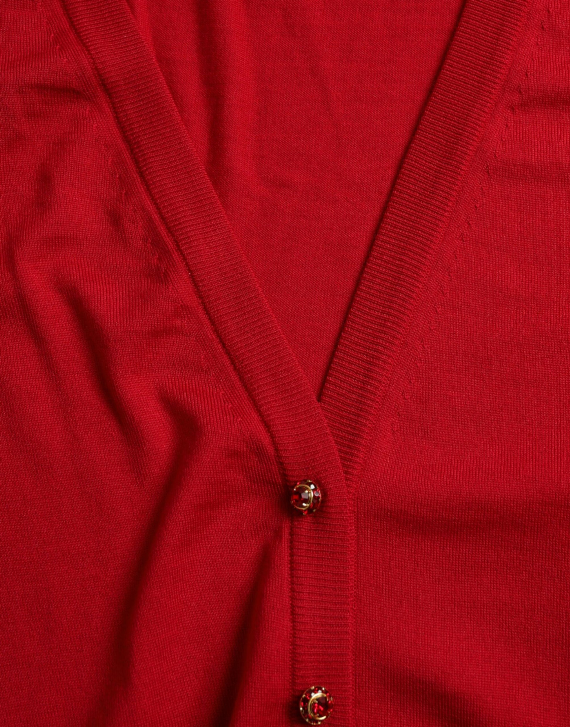 Dolce & Gabbana Red Wool V-neck Buttoned Cardigan Sweater by Dolce & Gabbana