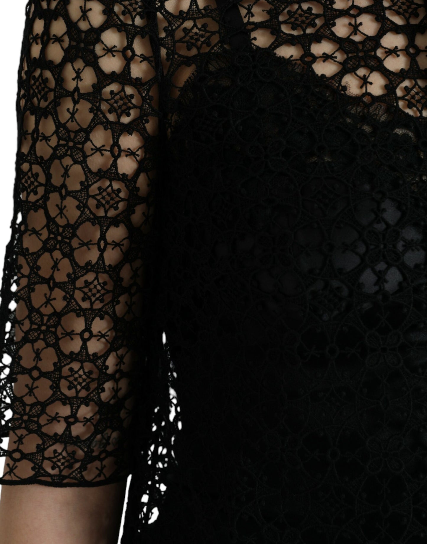 Dolce & Gabbana Black Floral Lace Short Sleeves Blouse Top by Dolce & Gabbana