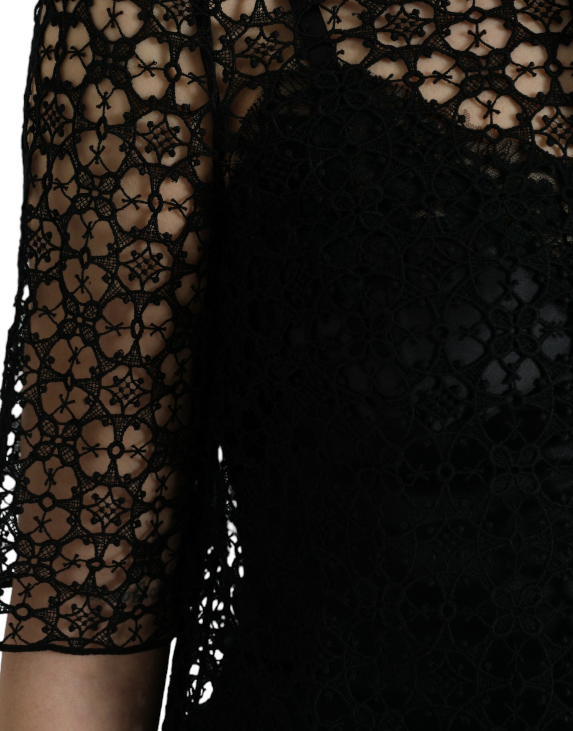 Dolce & Gabbana Black Floral Lace Short Sleeves Blouse Top by Dolce & Gabbana