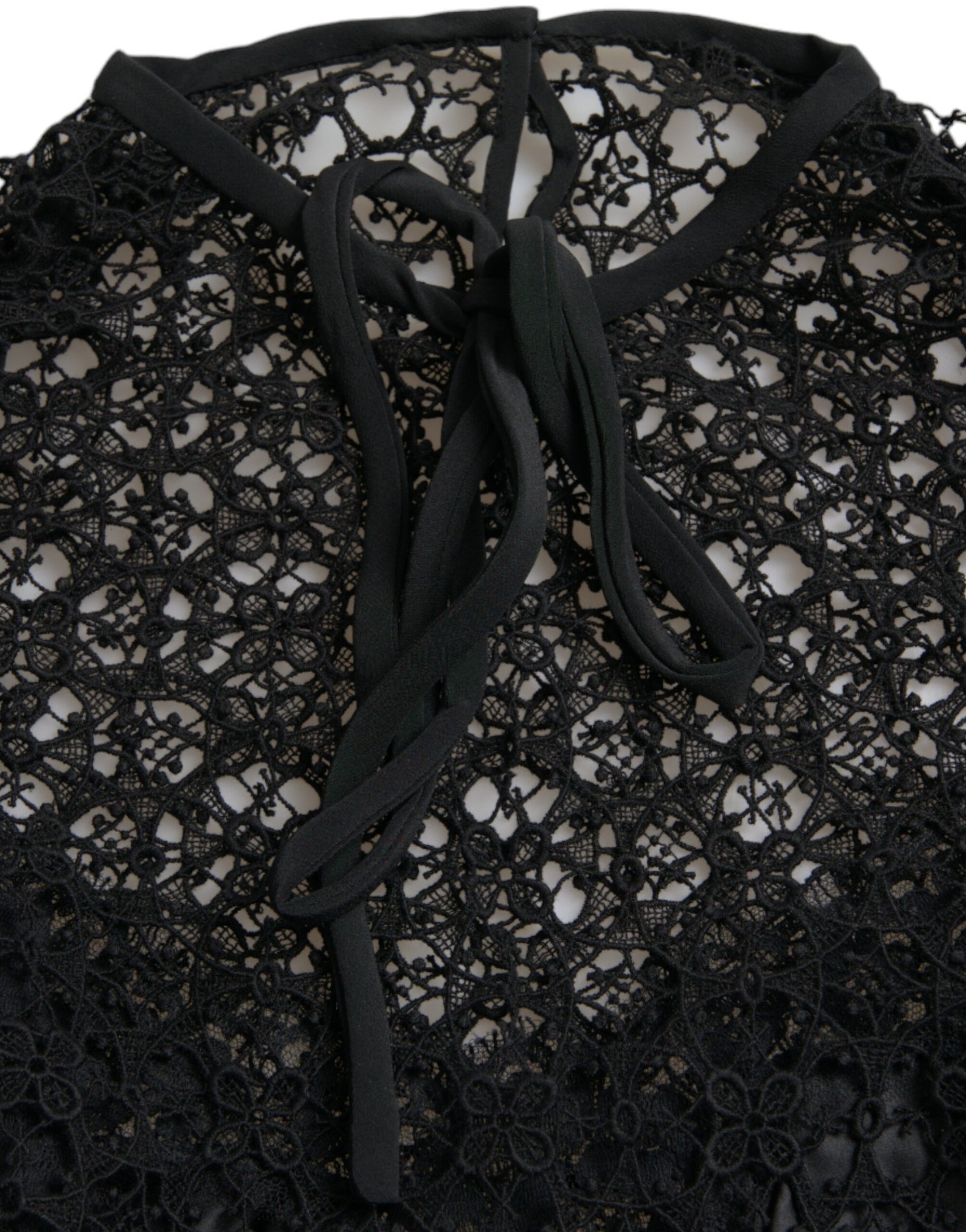 Dolce & Gabbana Black Floral Lace Short Sleeves Blouse Top by Dolce & Gabbana
