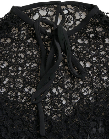 Dolce & Gabbana Black Floral Lace Short Sleeves Blouse Top by Dolce & Gabbana