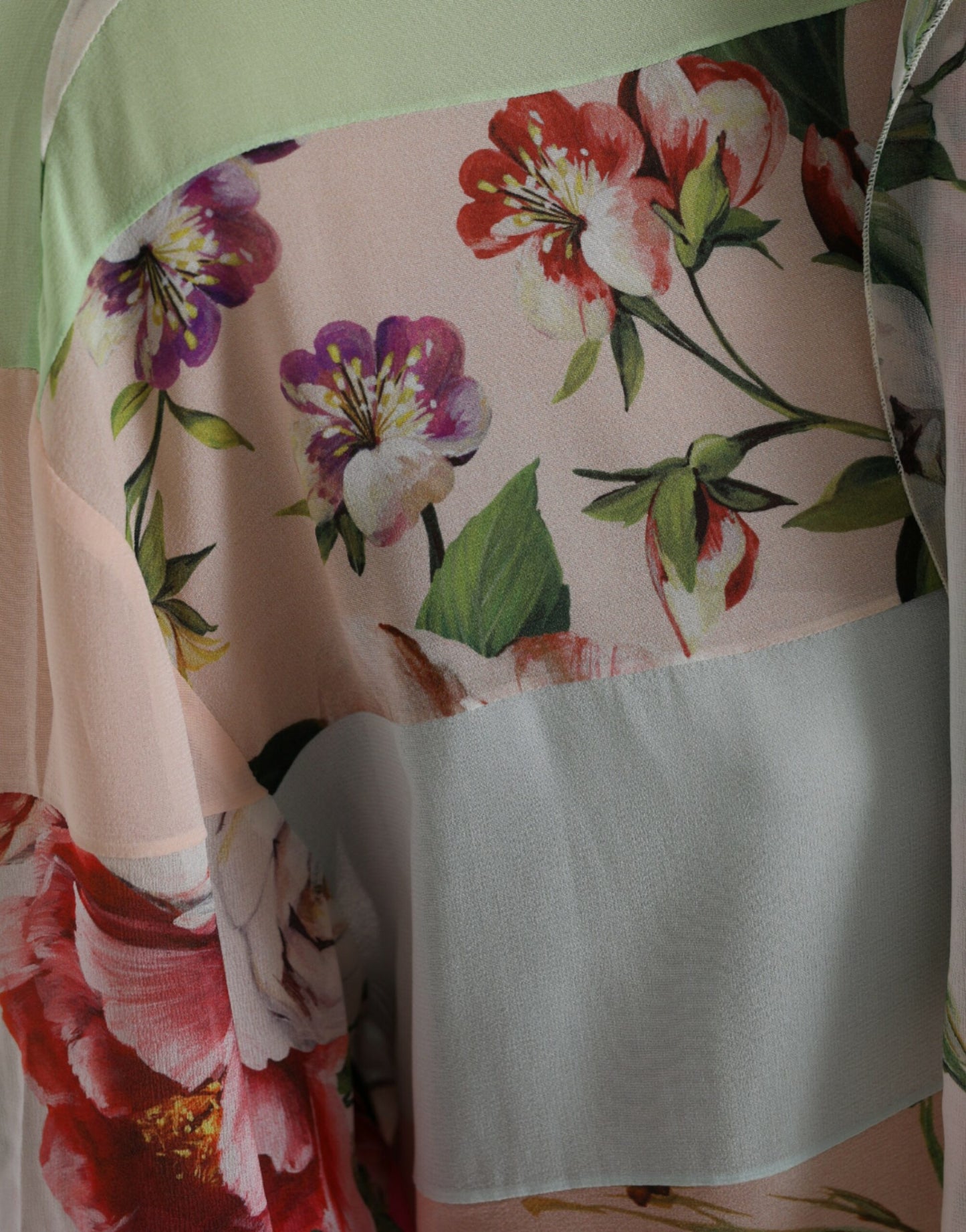 Dolce & Gabbana Multicolor Floral Patchwork Ascot Collar Top by Dolce & Gabbana