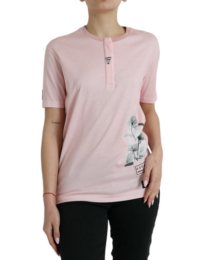 Dolce & Gabbana Pink Floral Print Cotton Short Sleeves T-shirt by Dolce & Gabbana