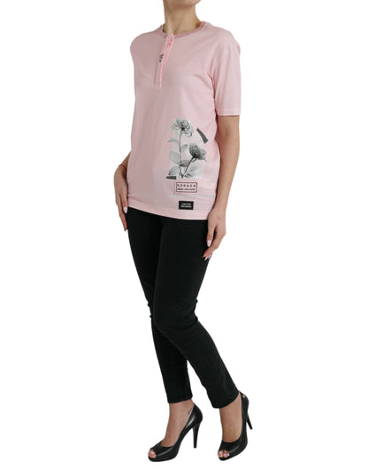 Dolce & Gabbana Pink Floral Print Cotton Short Sleeves T-shirt by Dolce & Gabbana