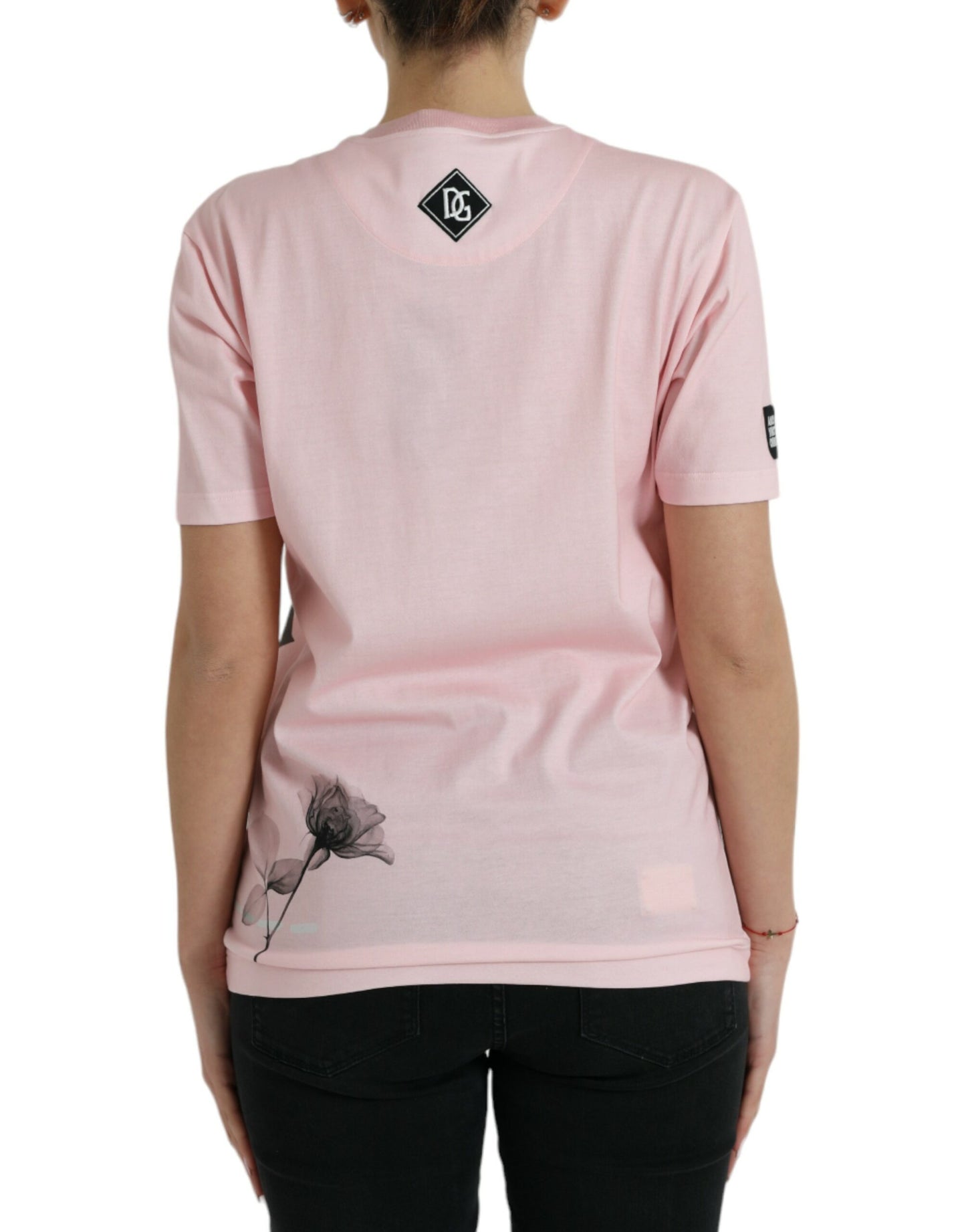 Dolce & Gabbana Pink Floral Print Cotton Short Sleeves T-shirt by Dolce & Gabbana