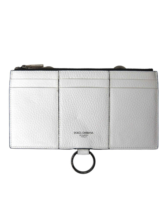Dolce & Gabbana White Calfskin Leather Large Crossbody Card Holder Wallet by Dolce & Gabbana