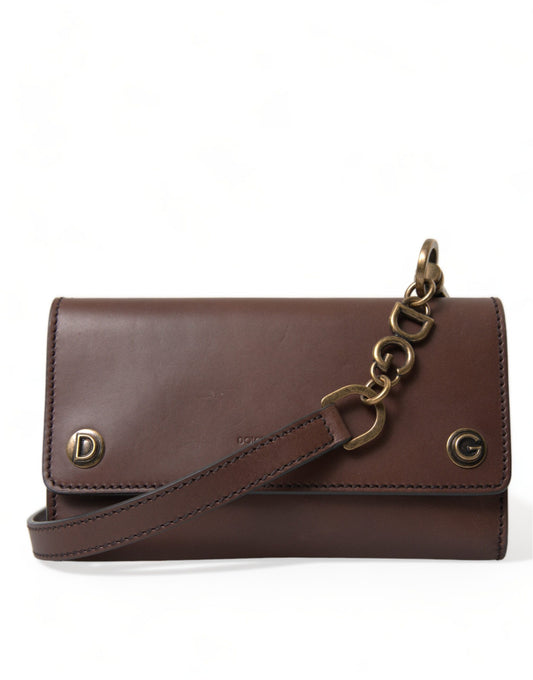 Dolce &amp; Gabbana Sac à bandoulière élégant en cuir marron riche