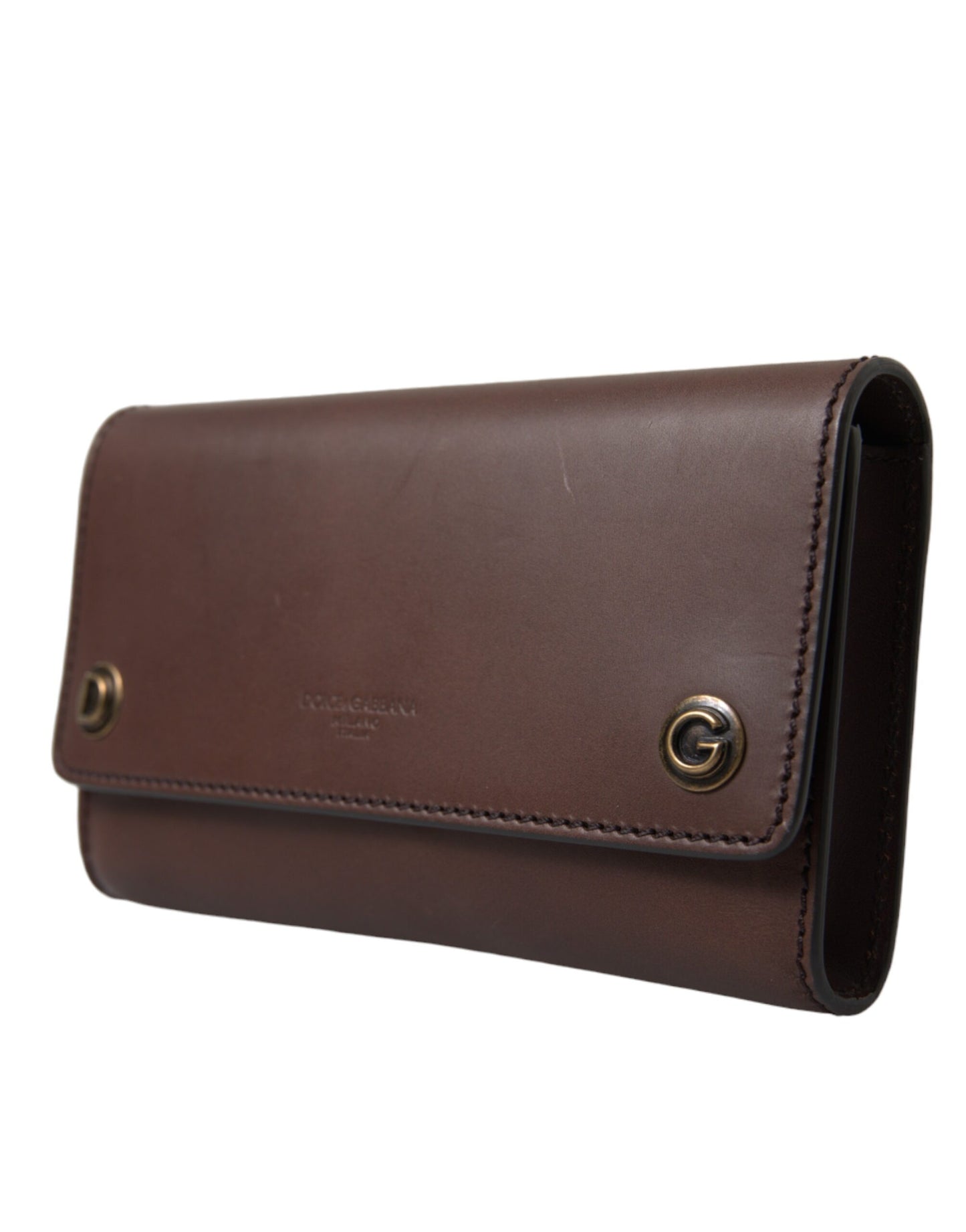 Dolce &amp; Gabbana Brown Leather Logo Embossed Men Mini Shoulder Bag