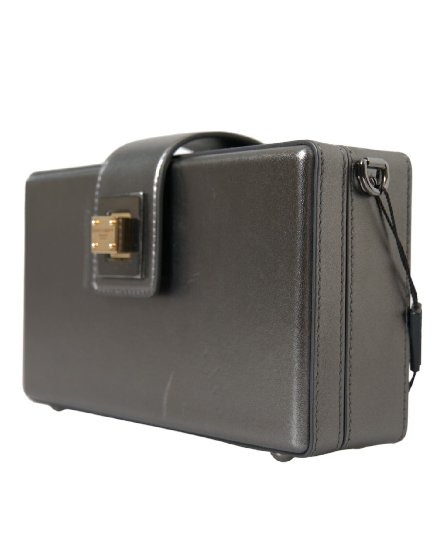 Sac à bandoulière Dolce &amp; Gabbana en cuir de veau gris métallisé avec bandoulière chaîne