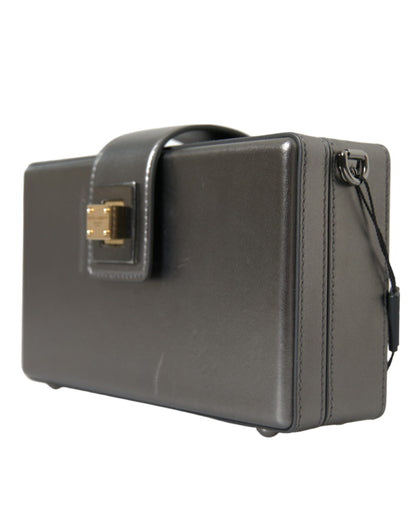 Sac à bandoulière Dolce &amp; Gabbana en cuir de veau gris métallisé avec bandoulière chaîne