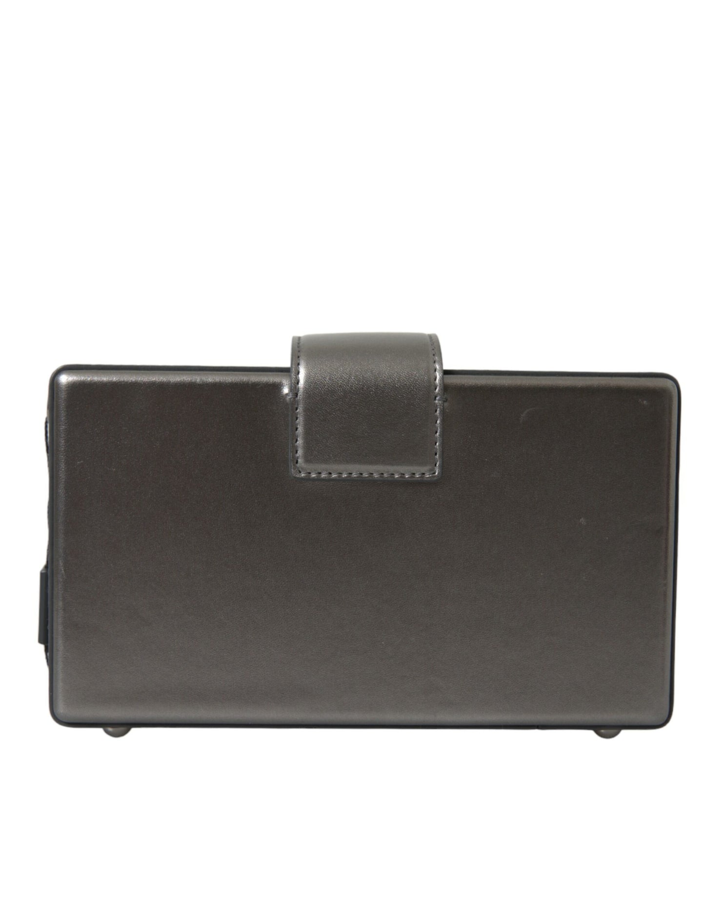 Sac à bandoulière Dolce &amp; Gabbana en cuir de veau gris métallisé avec bandoulière chaîne