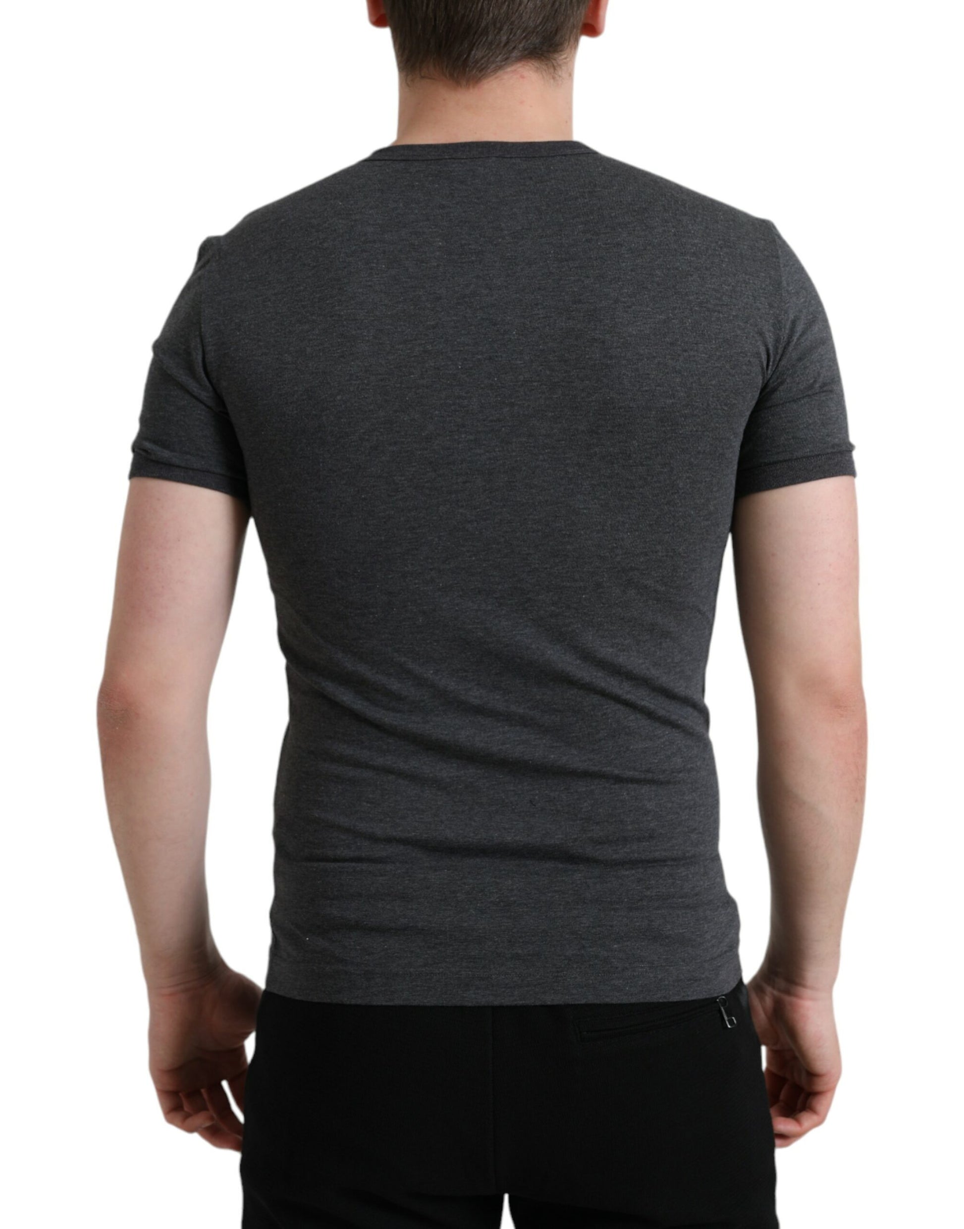 Dolce & Gabbana Dark Gray Cotton Crew Neck T-shirt by Dolce & Gabbana